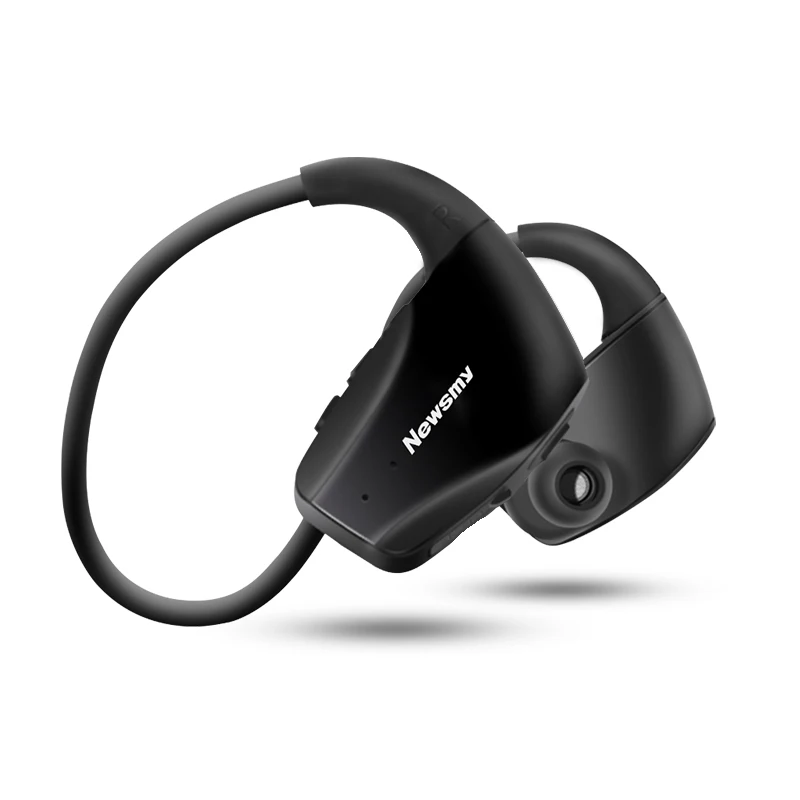 Newsmy Q16 беспроводная водонепроницаемая bluetooth-гарнитура мини портативные наушники спортивные наушники для бега Mp3 музыка 8G шейные черные затычки для ушей - Цвет: Черный