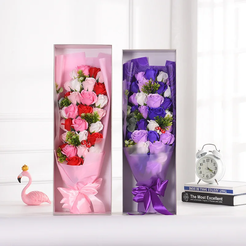 

33 Flower Five-Color Mixture Rose Bouquet Lovers' Day Valentine's Day Goddess Advertising Soap Model Preserved Fresh Flower Whol