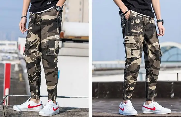Хип-хоп pantalones de hombre primavera verano estilo militar de los hombres de pantalones de camuflaje pantalones de color caqui