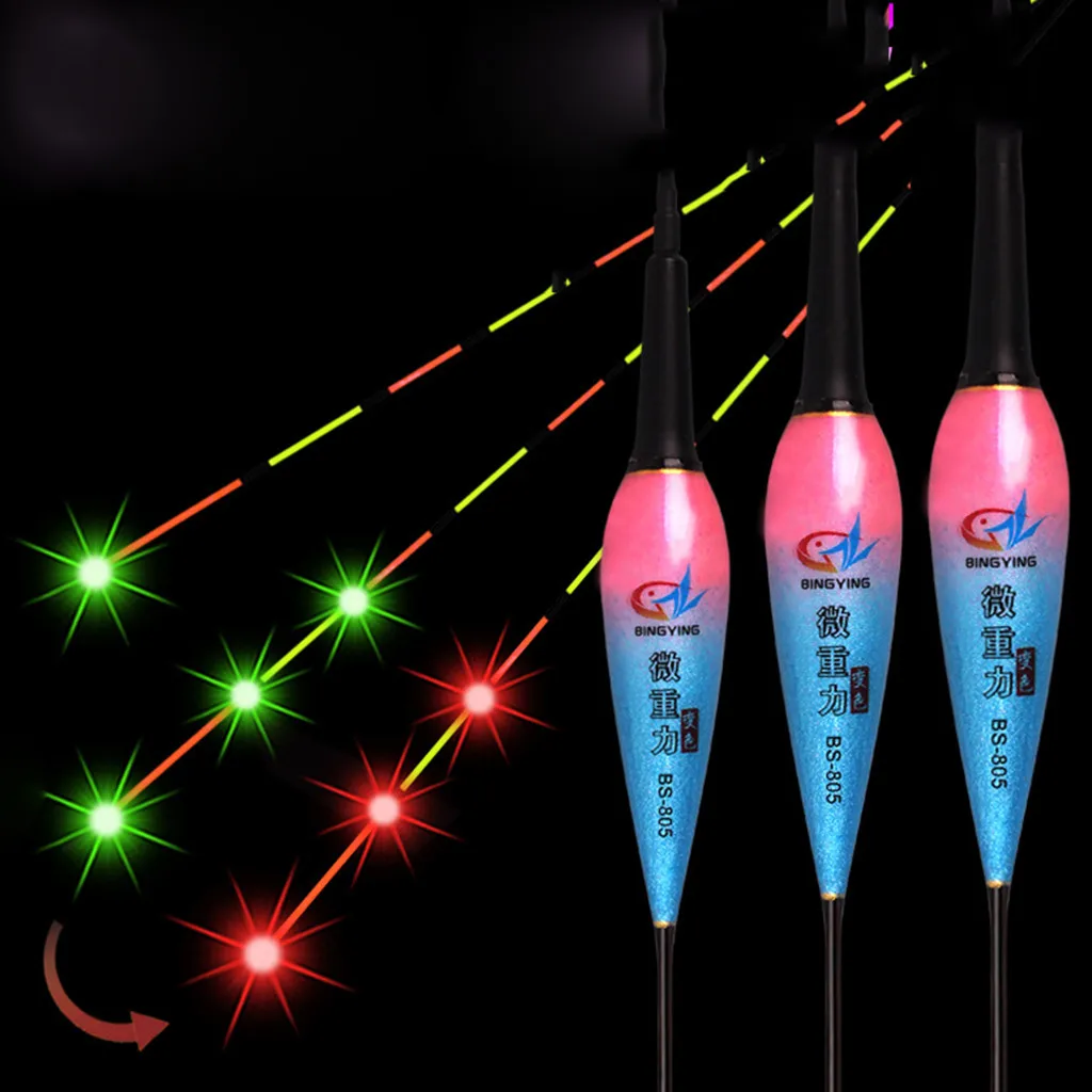 

Smart Fishing Float Bite Alarm Fish Bite Bait LED Light Color Change Automatic Night Electronic Buoy Strike Intelligent