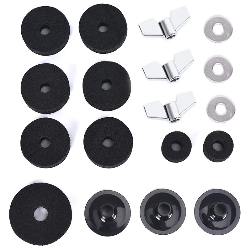 BK 18 шт./компл. Cymbal Stand рукава Cymbal Felts с шайбой и барашковые гайки Замена для барабанного барабана набор запасных частей аксессуары - Цвет: BK