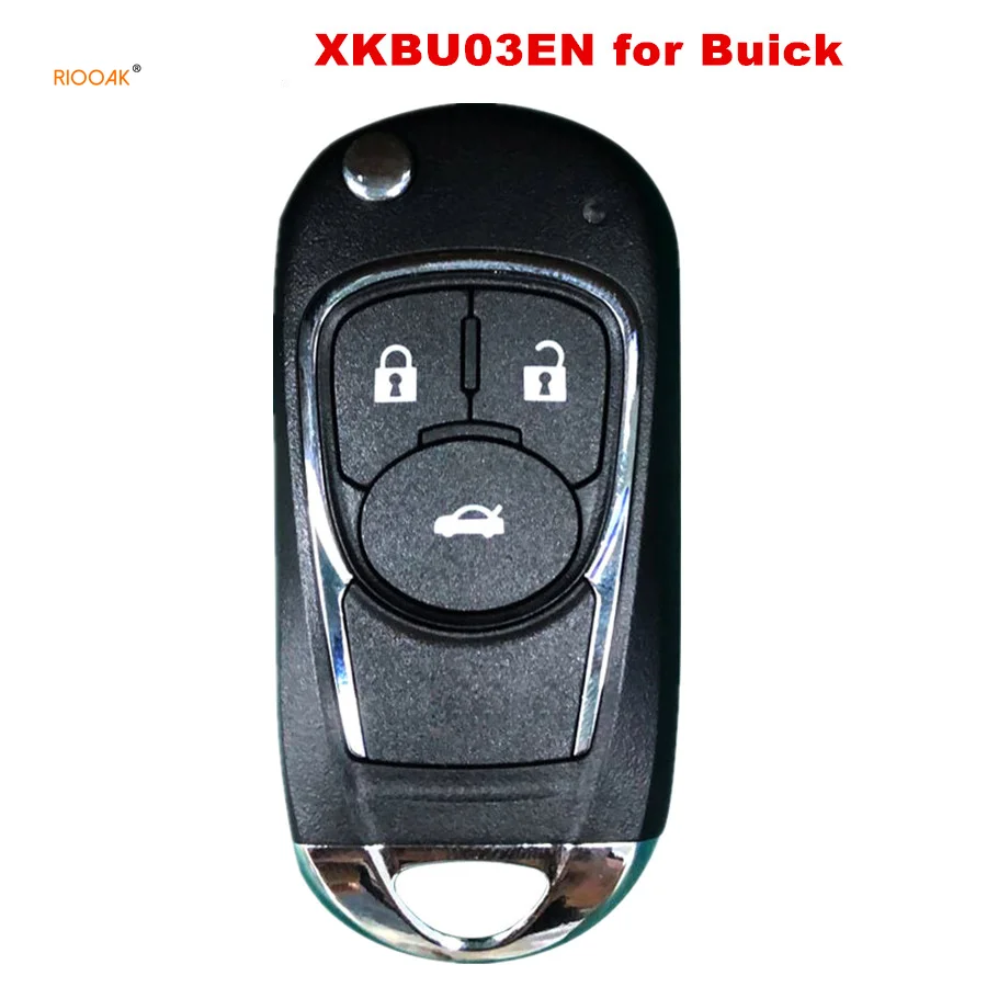 RIOOAK XHORSE XKBU03EN Wired Universal Remote Key Flip 3 Buttons for Buick Style for VVDI VVDI2 Key Tool English Version 1pcs xhorse xkb510en universal remote key b5 type 3 buttons english version for vvdi vvdi2 ket tool