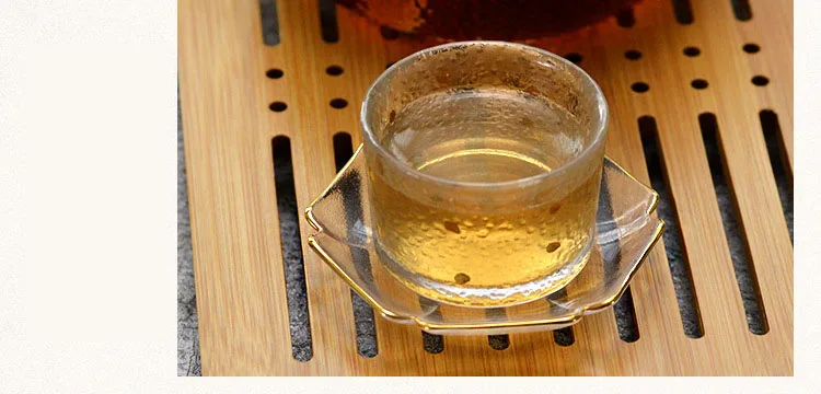 Чайная чашка из золотистого стекла с ободком из золотистого стекла в японском стиле, аксессуары для кунг-фу, зеленые чайные чашки пуэр, китайская чайная чаша, чайная посуда, набор