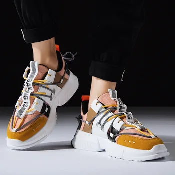 

Spring Male Hip Hop High-top Shoes Gz Colorful Kanye Chunky Sneakers Cross Tied Tenis Casual Breathable Shoes Zapatos Hombre