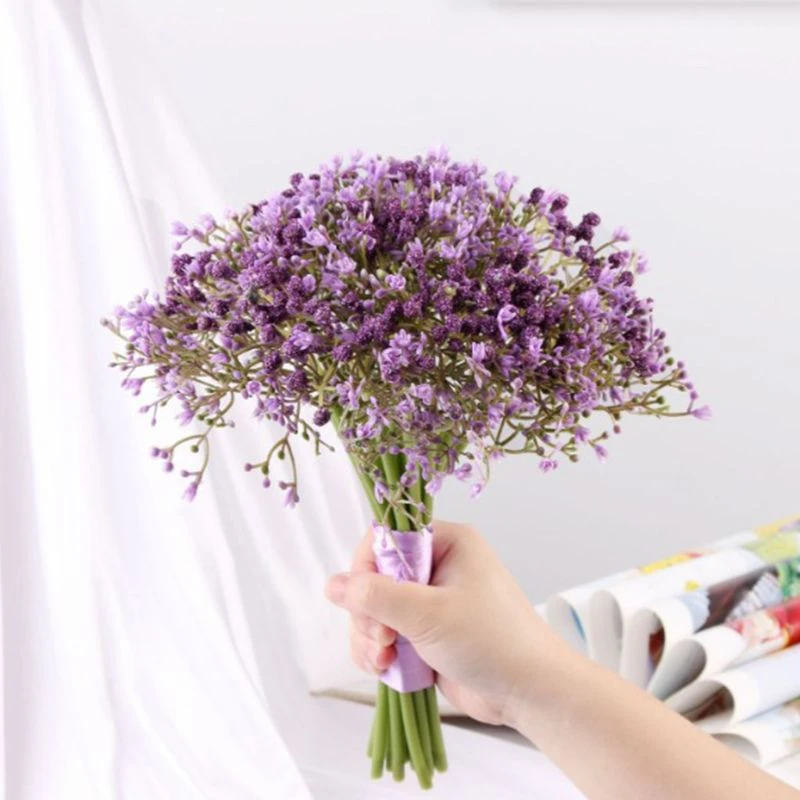 Artificial Baby Breath Gypsophila Wedding Bridal Bridesmaid Bouquet Holding Flowers With Satin Ribbon For Home Party Decoration Wedding Bouquets Aliexpress