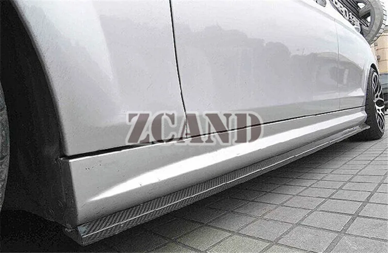 Накладные боковые юбки из настоящего углеродного волокна, 1 пара для Mercedes Benz C Class W204 C63 AMG Модель 2008