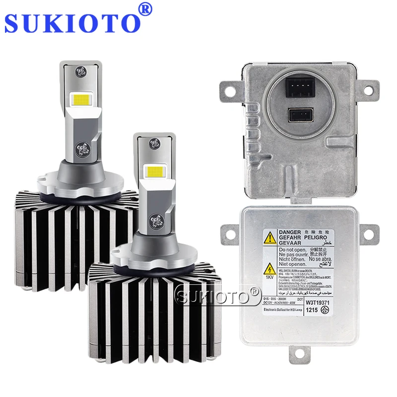 SUKIOTO Play and Plug 55W D1S D3S LED Headlight Bulbs Kit No Error Canbus D1S D3S Car LED Lamp Lights With Original D1S Ballast (1)