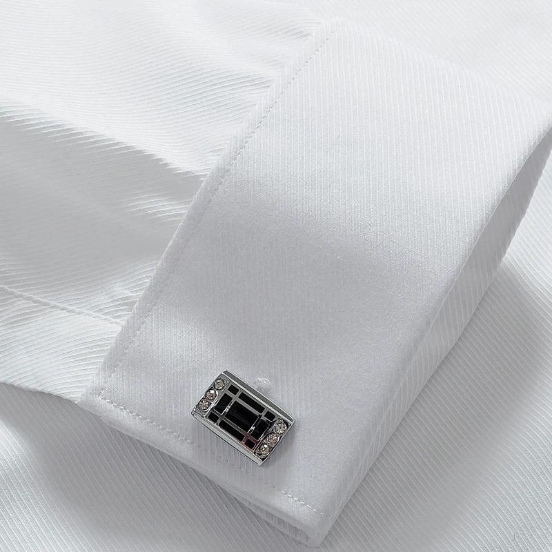 Men's French Cuff Button Tuxedo Shirt Long Sleeve Business Formal Party Wedding Evening Dress Banquet Clothing With Cufflinks