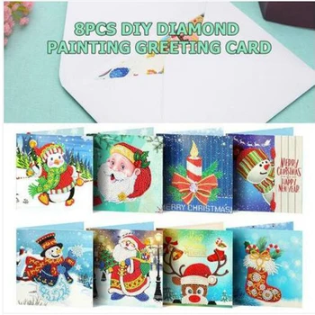 

New Year Greeting Card Postcards Cardboard Envelopes 8pcs 5D Birthday DIY