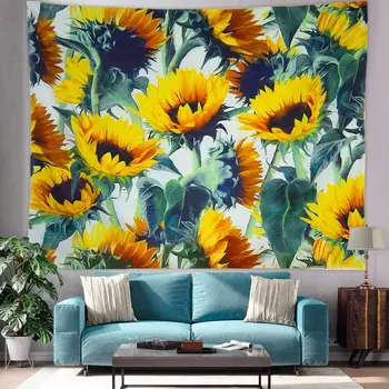 

Mini Sunflower Tapestry Wall Hanging Bohemian Landscape Tapestries Wall Blanket Home Decorations for Living Room Bedroom Dorm