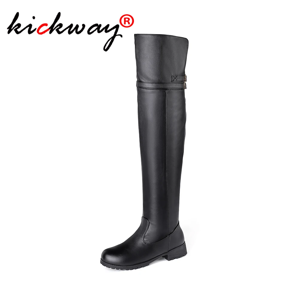 

2019 fashion women knee high boots women flats pu leather office ladies dress shoes spring autumn boots woman big size 34-48