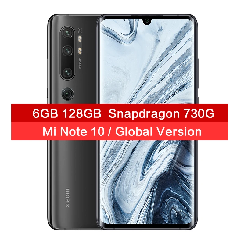 Black 6GB 128GB Глобальная версия, Xiaomi Mi Note 10, 6 ГБ, 128 ГБ, 6,47 дюйма, изогнутый дисплей, камера 730 МП, мобильный телефон Snapdragon G - Цвет: Black 6GB 128GB