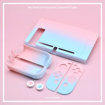 

Gradient Colorful Protective Case Cover Shell with Cat Claw Thumb Caps for Nintendo Switch Joy-Con Case Cover