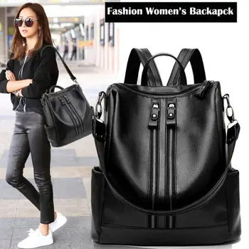 

Women's PU Leather Backpack Handbag Large Capacity Female Lady Shoulder Bag Travel Backpack