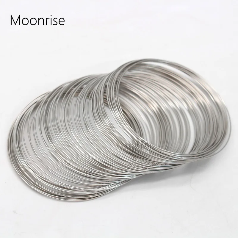 80 кругов 0,6 мм(24 калибра) Ювелирная проволока Silvertone браслет жесткая сталь для проволочной обмотки DIY принадлежности для изготовления ювелирных изделий