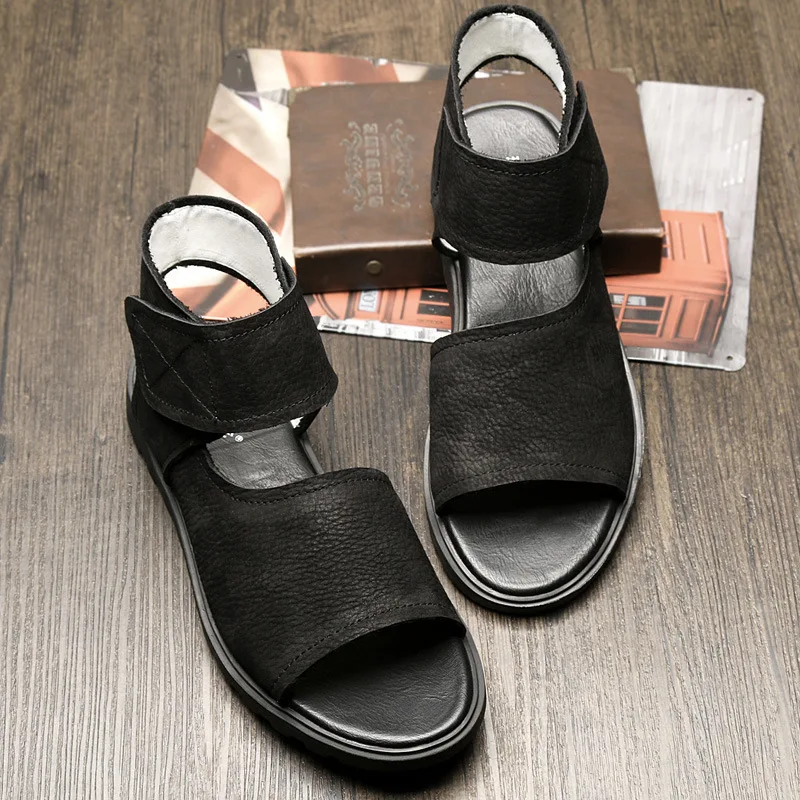 

Summer Genuine Leather MEN'S Sandals New Style MEN'S Casual Shoes Peep-Toe Rome Sandals Fashion Cool Korean-style Hight-top MEN'