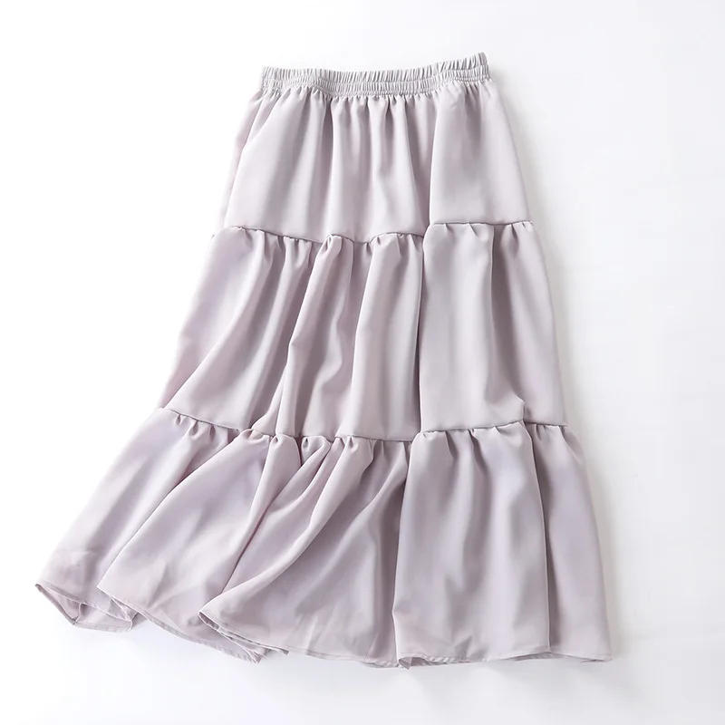 

Spring And Summer New Style Korean-style High-waisted Slimming Elastic Waist Chiffon Skirt Literature And Art Hipster Joint Big