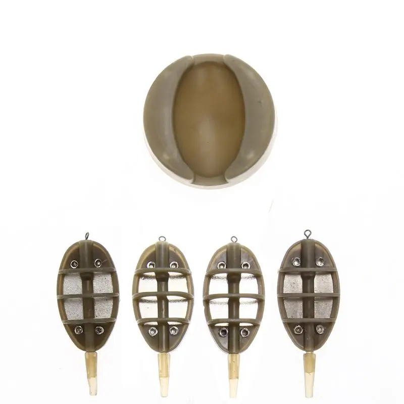 

4Pcs/Set Method Feeder Carp Fishing Feeder For Fishing Combo Inline with Mould Carp Lead Sinker Free Lead Feeding Troughs Pesca