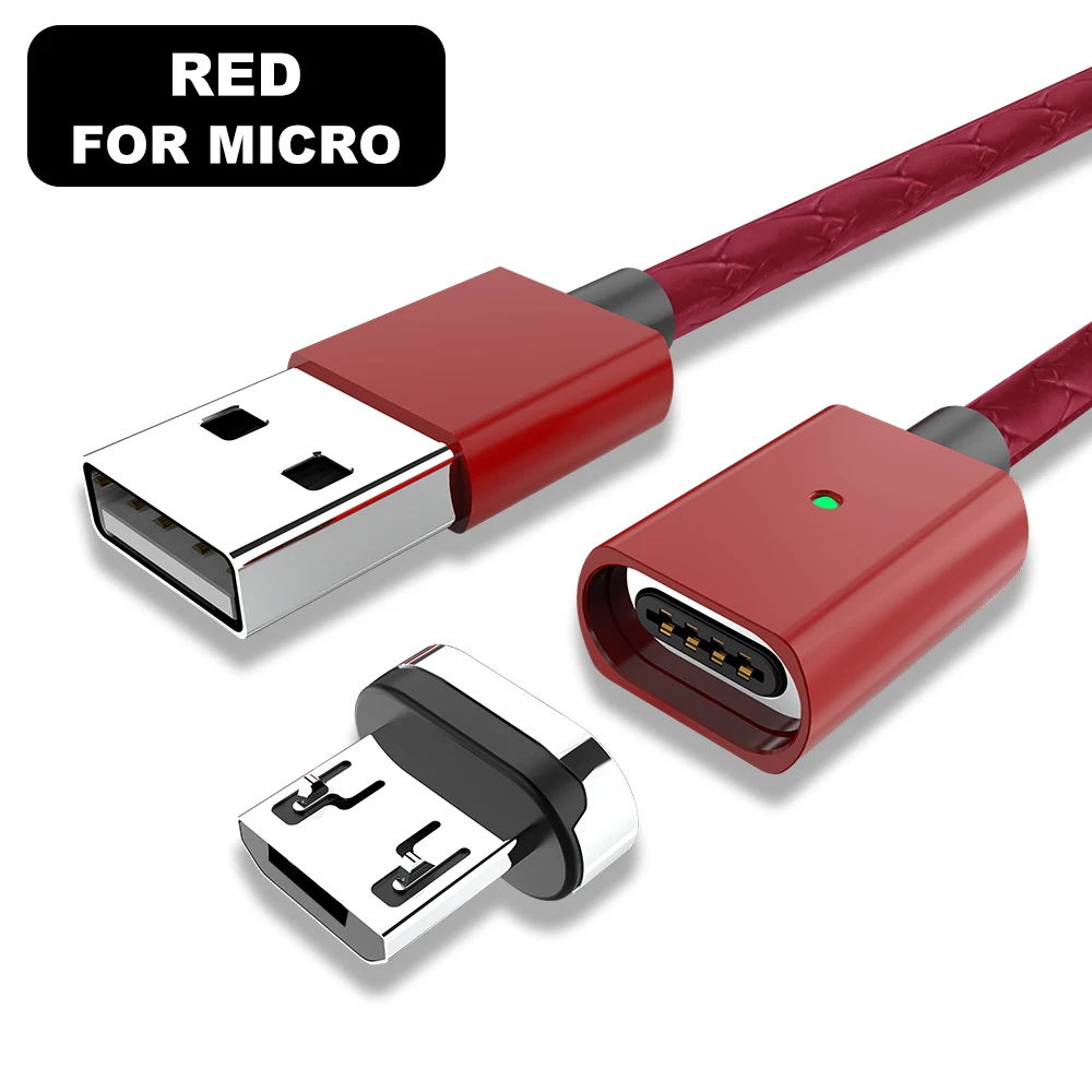 Red For Micro Vanniso 1 м 2 м микро USB кабель Магнитный кабель для iphone 3A Быстрая зарядка usb type C мобильный телефон быстрое зарядное устройство магнитный кабель для передачи данных - Цвет: Red For Micro
