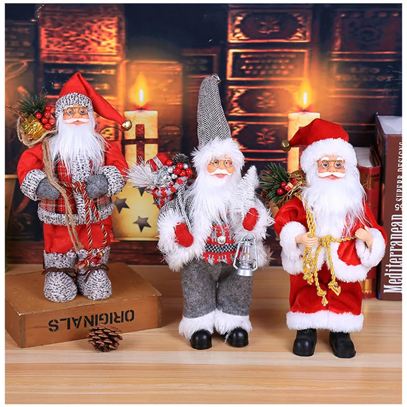 

Big Size Christmas Dolls Retractable Santa Claus Snowman Elk Toys Xmas Figurines Christmas Gift for Kid Red Xmas Tree Ornament