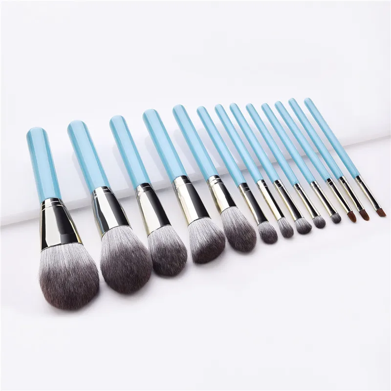 

13pcs/lot Makeup Brushes Set Blue Handle For Foundation Blending Blush Eye Shadow Brow Lip Face Make Up kabuki Brush Kit T13017