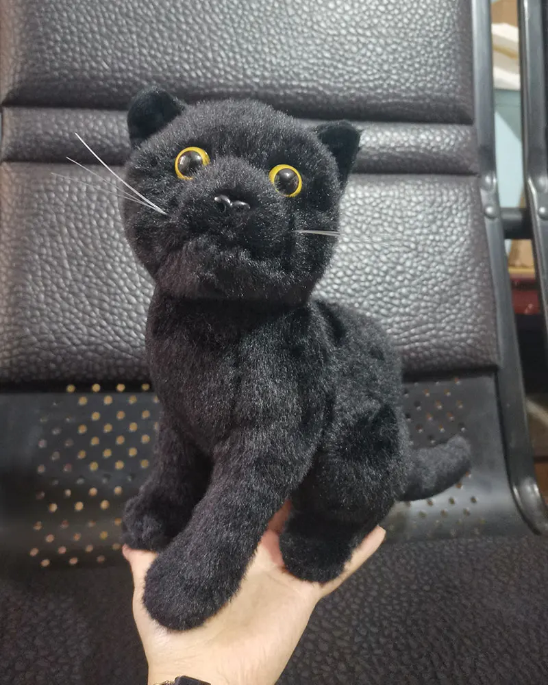 Jouets En Peluche De Chats Noirs Realistes De 23cm Chaton Assis Animaux Doux Cadeaux Pour Enfants Aliexpress