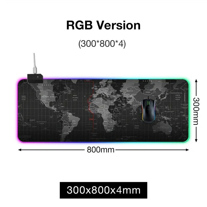 RGB большой игровой коврик для мыши карта мира коврик для мыши красочный компьютерный коврик настольный коврик клавиатура Коврик для ноутбука - Color: 300x800x4mm