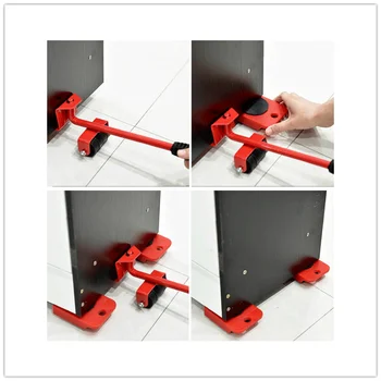 

5Pcs Professional Furniture Transport Lifter tool Set Heavy Stuffs Moving Hand Tools Set Wheel Bar Mover Device