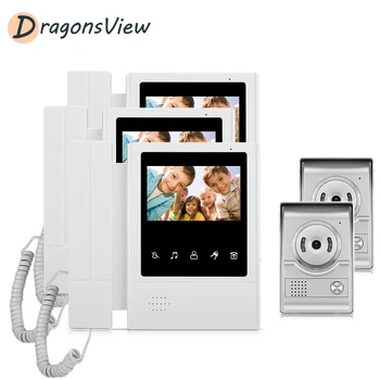 

DragonsView Video Door Intercom Entry System Kit 4.3'' Multi Apartment Video Door Phone Intercom System for Home with 2 Doorbell