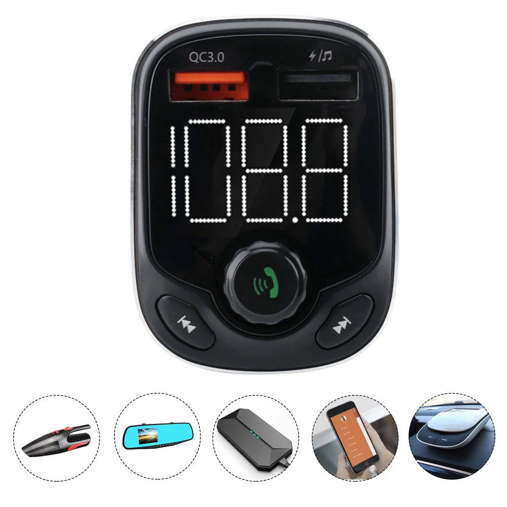 BORUiT FM передатчик Bluetooth автомобильный комплект MP3-плеер светодиодный двойной USB QC3.0 быстрое автомобильное зарядное устройство громкой связи напряжение дисплея экран