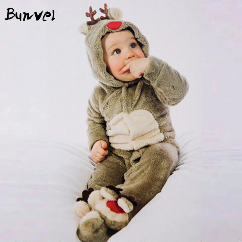 Комбинезон bunvel; рождественские комбинезоны с оленями для новорожденных; одежда для маленьких девочек; зимний комбинезон для новорожденных девочек и мальчиков; f