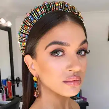 

Girlgo Bohemian Colorful Crystal Shiny ZA Headbands for Women Elegant Luxury Hair Clip Hairbands Accessories Wedding Jewelry Ins