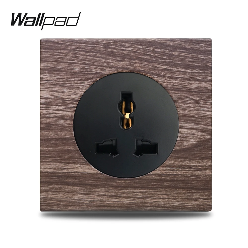 Wallpad L6 Подлинная древесина панель Международная универсальная розетка ЕС Великобритания США электрическая розетка настенный, мощность пластины 3 Pin - Тип: Aluminum Wood