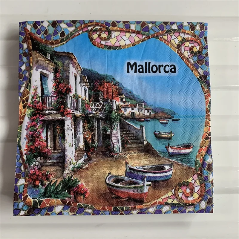 

Decoupage table paper napkins elegant tissue vintage towel sea boat landscape birthday wedding party home beautiful decor 20