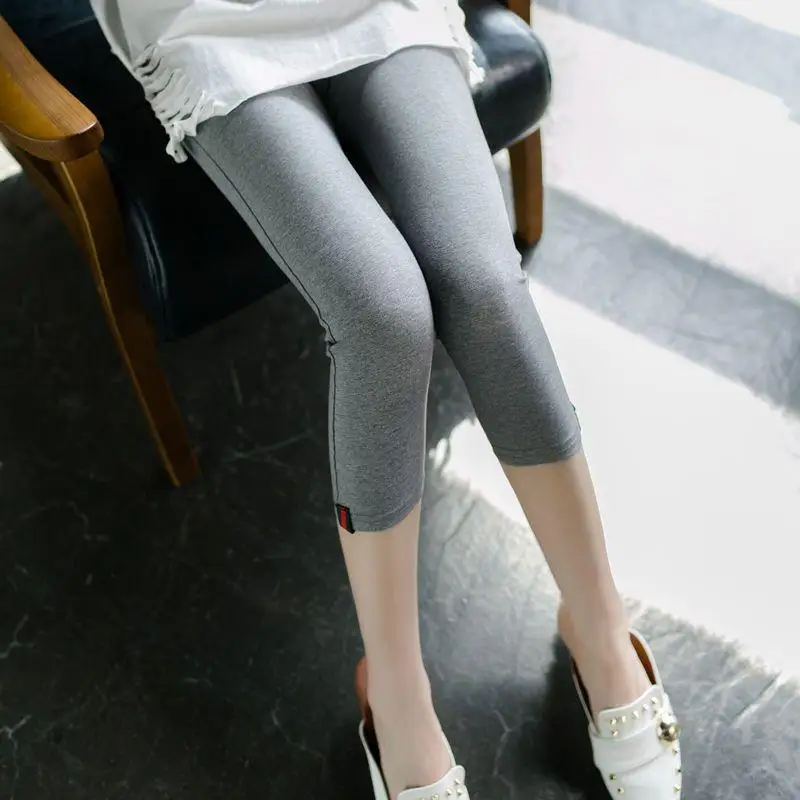 Cropped Pants Women Korean Version Of The New Leggings Wear Large Size High Waist Summer Thin Cotton Skinny Pants F5A138