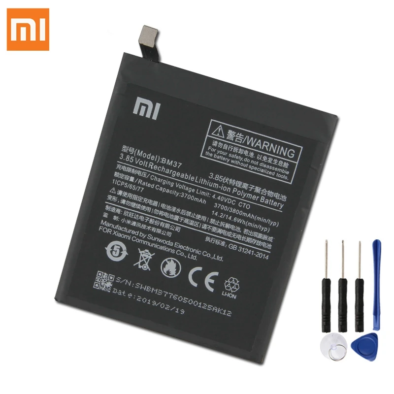 Крепление для спортивной камеры Xiao mi оригинальная замена Батарея BM37 для Xiaomi mi 5S плюс 5splus новая аутентичная Обувь телефон Батарея 3800 ма-ч