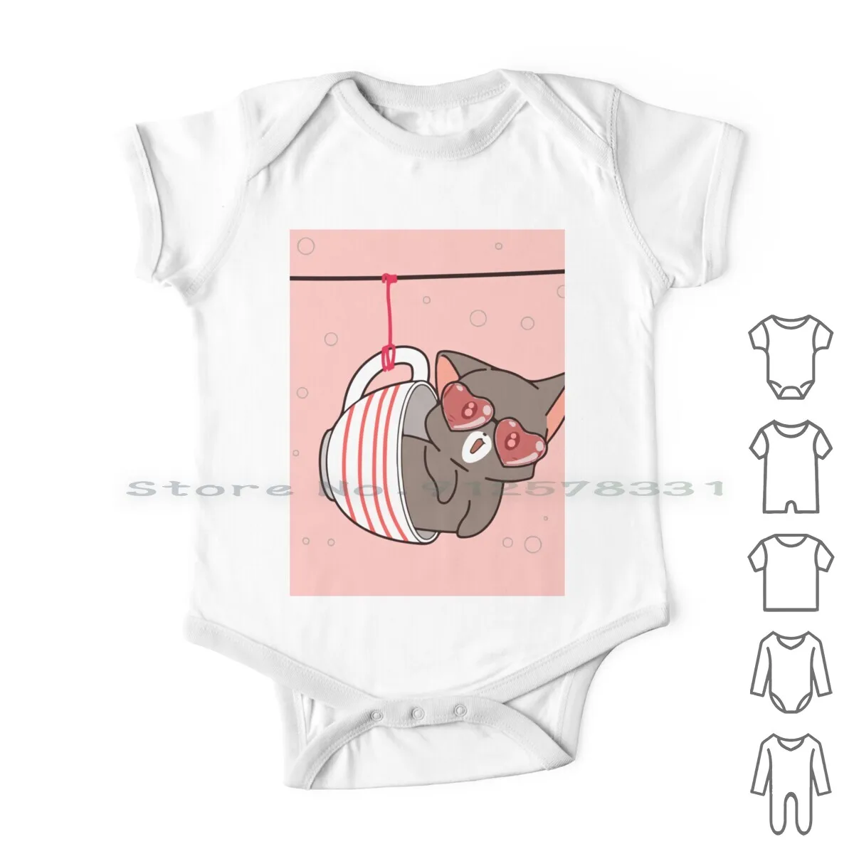 

Adorable Cat Inside Cup Which Is Hanging Newborn Baby Clothes Rompers Cotton Jumpsuits Cat And Cat Cat Studio Cat Cat Cat Art