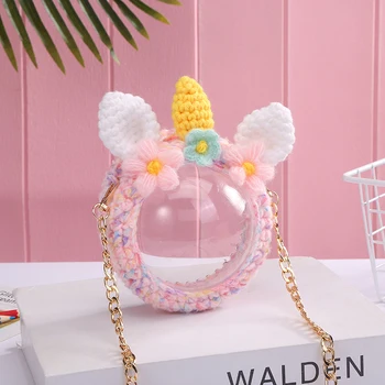

2020 Unicorn Summer Hand Knitting Bag New Transparent Round Chain Bag Handbag Female Crossbody Bag For Women Bag 2020 Designer