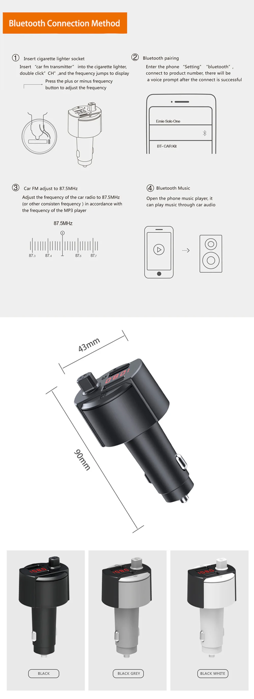 VR робот Bluetooth Автомобильный MP3 аудио плеер с режимом эквалайзера FM передатчик громкой связи автомобильный комплект 5 в 3.1A двойной зарядное устройство USB адаптер
