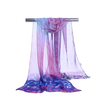 

160*50cm Summer Print woman Scarf Chiffon Leaves Scarf Women Pareo Wrap Sunscreen Long Cape