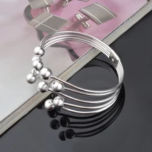 Серебряный Жесткий Браслет-манжета пять провода браслеты из бусин для Для женщин Модные украшения accesorios mujer