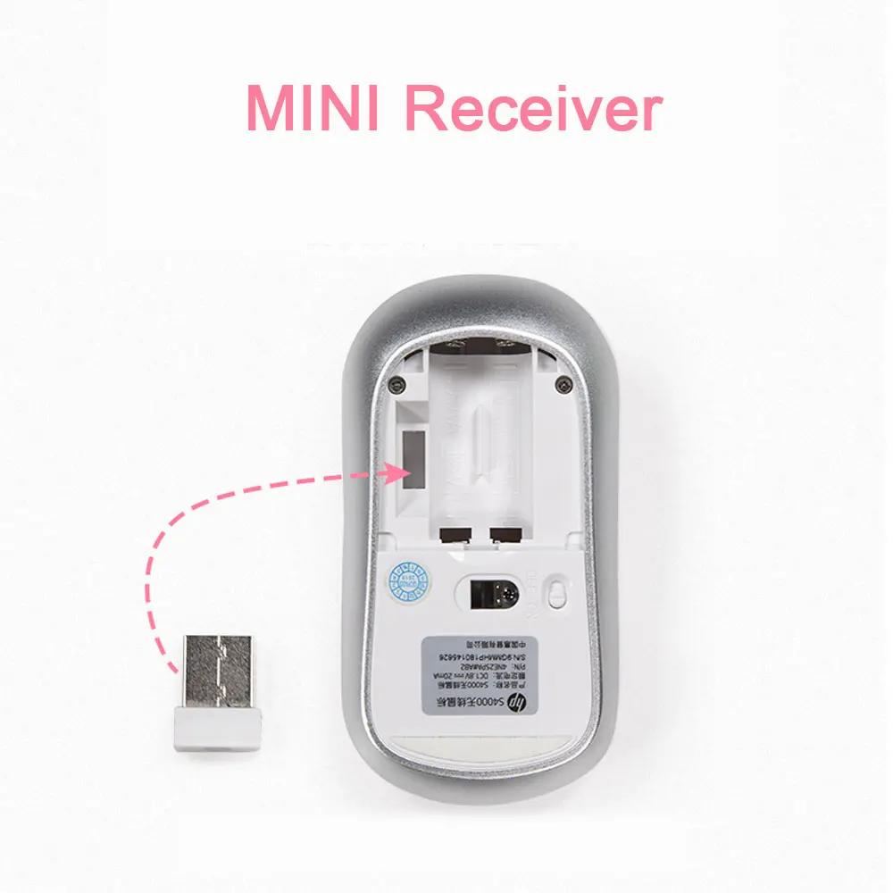 Розовая Беспроводная Бесшумная Мышь HP Kawaii милая облегающая мышь для девочек 1600