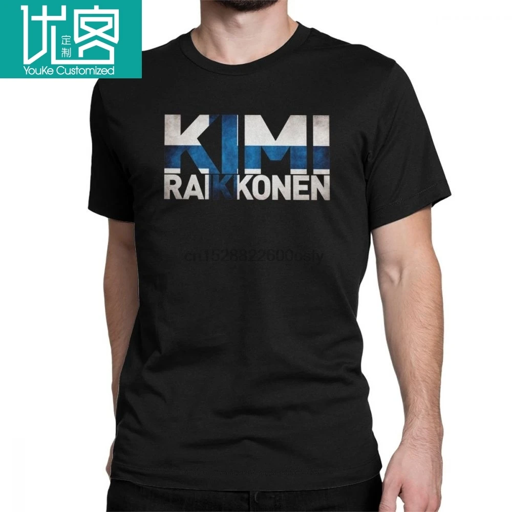 

Men Kimi Raikkonen T Shirts Finnish Flag T-Shirt Casual Crew Neck Short Sleeved Tops Purified Cotton Tee Shirt Summer Style