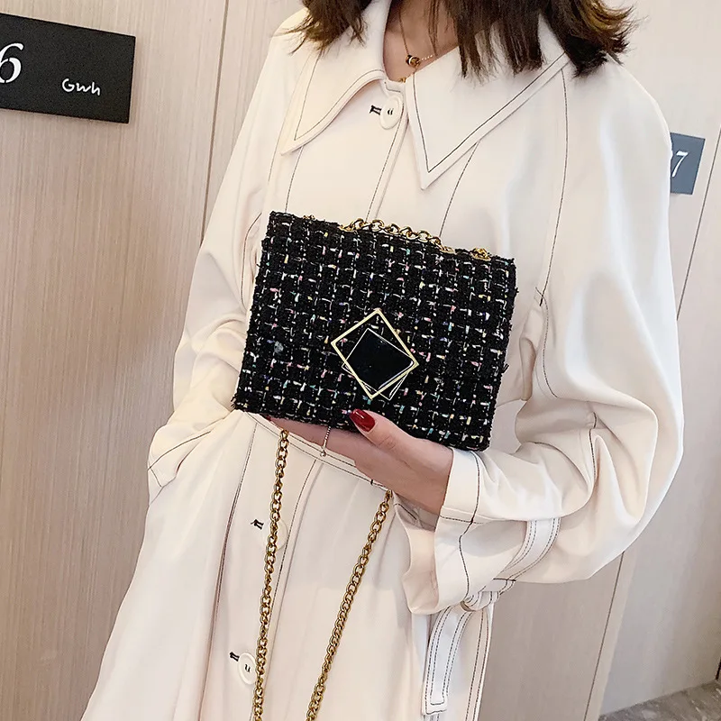 

INS Graceful Woolen Cloth WOMEN'S Bag 2020 Leisurely Popular Korean-style Bag with Chain Versitile Fashion Crossbody Bag