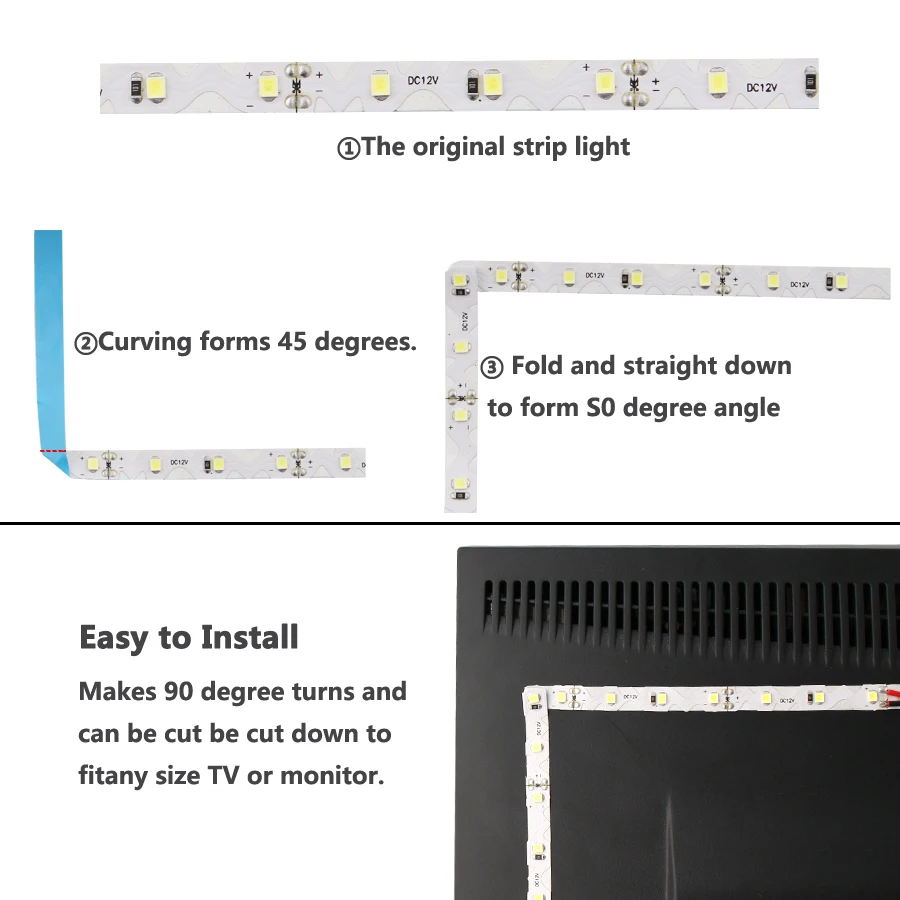 Светодиодные ленты 12 В S форма светодиодные полосы света 2835 SMD Гибкие светодиодные 60LED/m 5 м для угол изгиба канала буквой S Тип Гибкая 2835