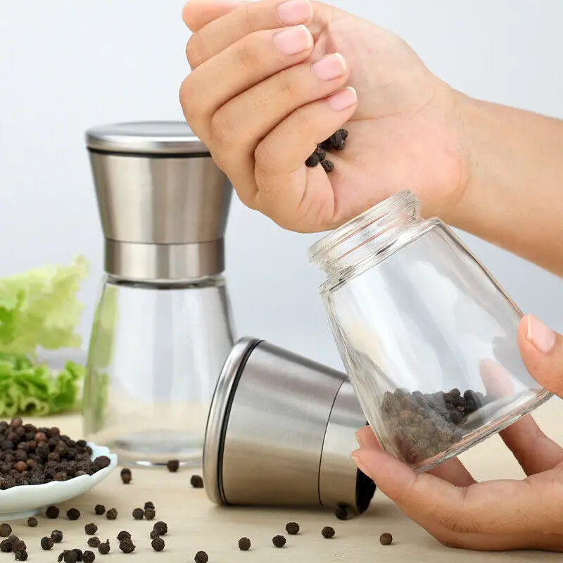 

Stainless Steel Manual Salt & Pepper Mill Herb Spice Grinder Hand Shaker