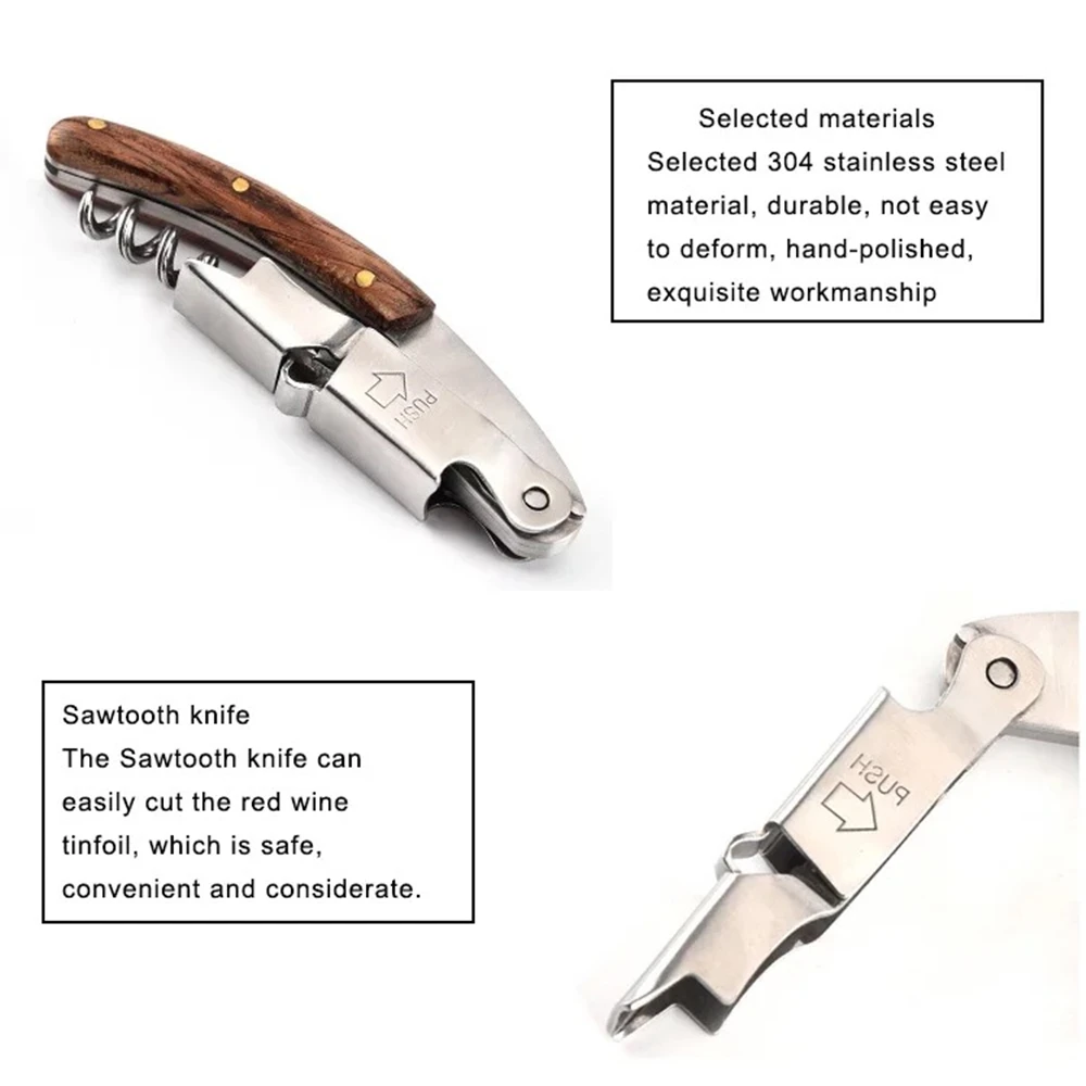 Multi-function Wooden Bottle Opener Wine Beer Bottle Wooden Handle Corkscrew Wine Opener With PU Holster Bar Accessory Tool