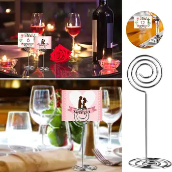 

12pcs Round Shape Place Memo Card Holder Lovely Wire Table Number Holders with Base for Wedding Banquet Party Decorations