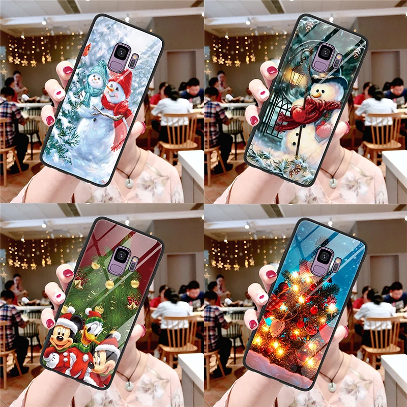 Xmas закаленное Стекло чехол для samsung Galaxy A50 A40 A30 A70 J7 J5 A7 A9 A8 S8 S9 S10 Lite J4 J6 A6 плюс J8 чехол Coque