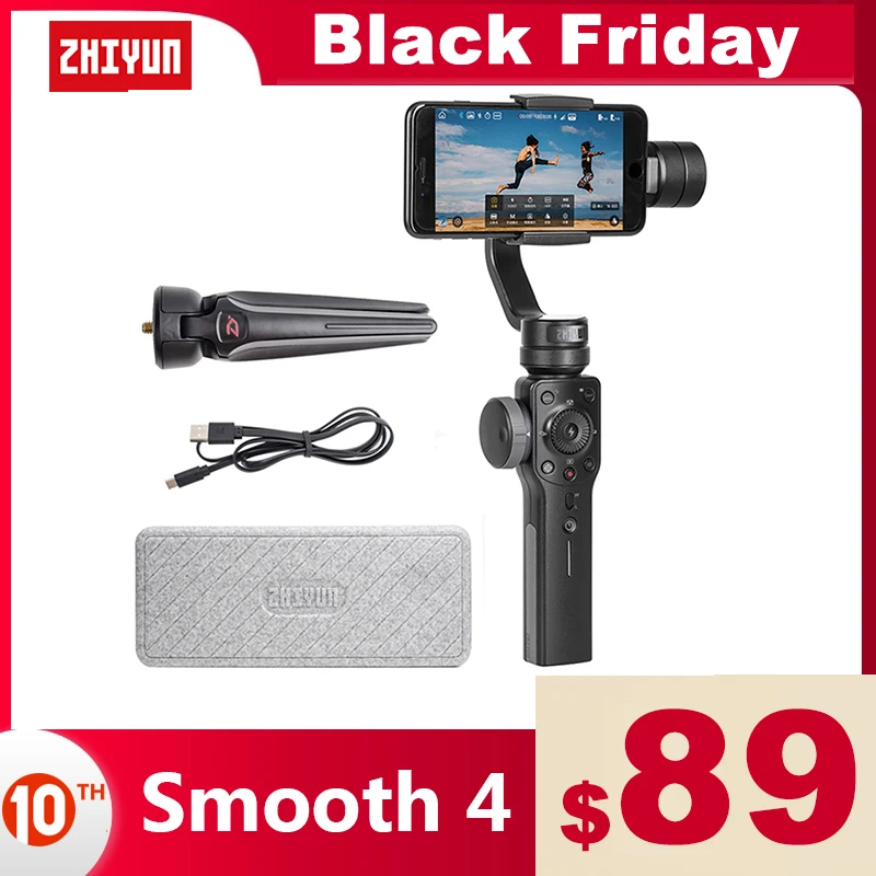 ZHIYUN Official Smooth 4 Phone Gimbal 3-Axis Handheld Stabilizers for Smartphone iPhone/Samsung/Xiaomi/Gopro Hero action camera